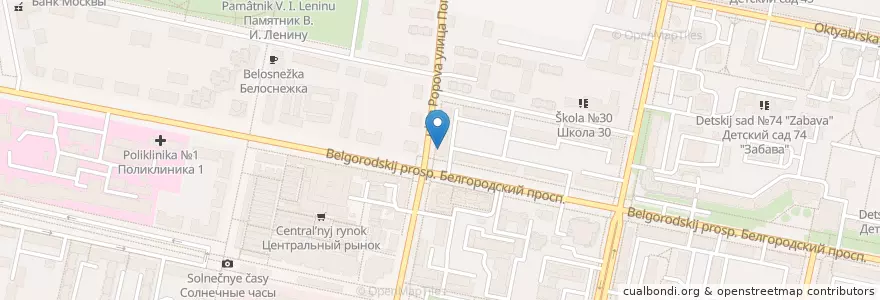 Mapa de ubicacion de Библиотека им.Гайдара en Rusia, Distrito Federal Central, Óblast De Bélgorod, Белгородский Район, Городской Округ Белгород.