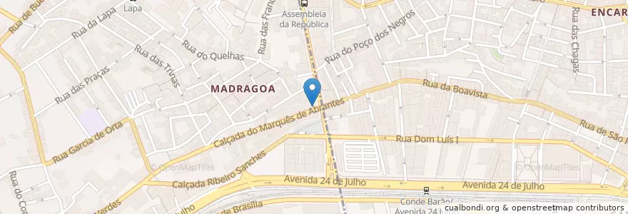 Mapa de ubicacion de Farmácia Conde Barão en Portekiz, Área Metropolitana De Lisboa, Lisboa, Grande Lisboa, Lizbon, Estrela.