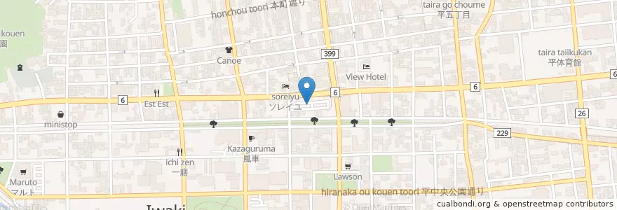 Mapa de ubicacion de いわき市西駐車場 en Japan, Präfektur Fukushima, いわき市.