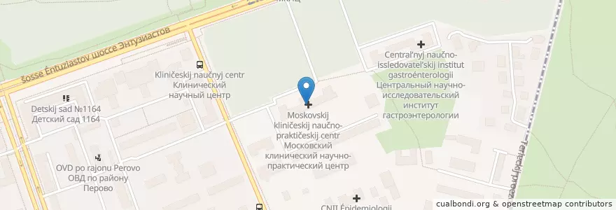 Mapa de ubicacion de Московский клинический научно-практический центр en Rússia, Distrito Federal Central, Москва, Восточный Административный Округ.