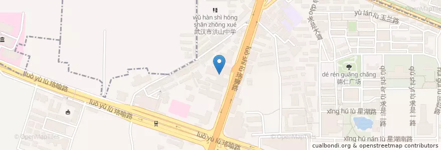 Mapa de ubicacion de 湖北省歌舞剧院 en China, Hubei, Wuhan, 洪山区, 珞南街道.