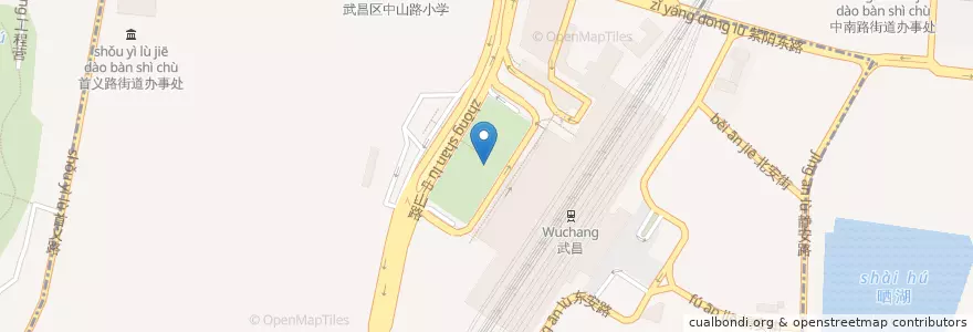 Mapa de ubicacion de 武昌站西广场 en 中国, 湖北省, 武漢市, 武昌区, 首义路街道.