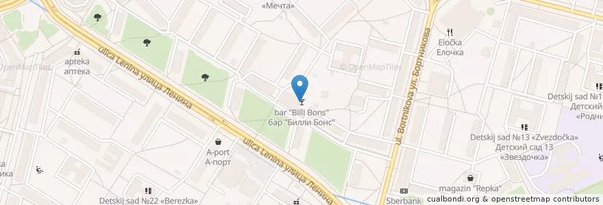 Mapa de ubicacion de бар "Билли Бонс" en Rusland, Federaal District Siberië, Красноярский Край, Рыбинский Район, Зато Зеленогорск.