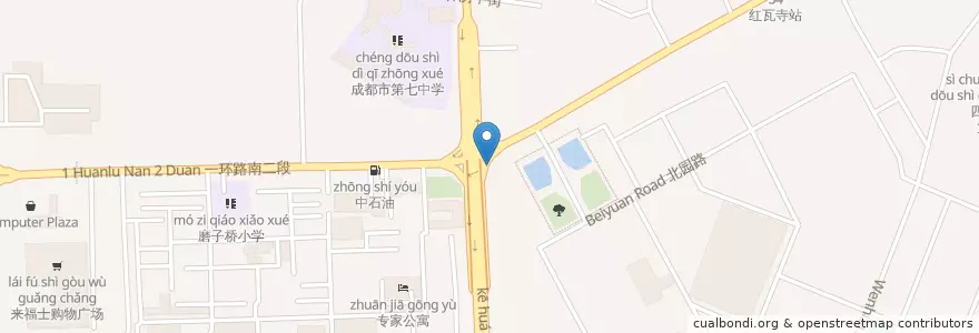 Mapa de ubicacion de 德克士 en 中国, 四川省, 成都市, 武侯区.