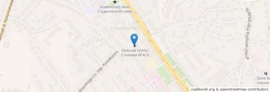 Mapa de ubicacion de Столовая ВГАСУ en Rússia, Distrito Federal Central, Oblast De Voronej, Городской Округ Воронеж.