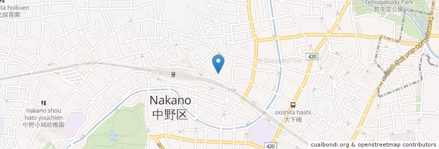 Mapa de ubicacion de 沼袋氷川神社 en Japon, Tokyo, 中野区.