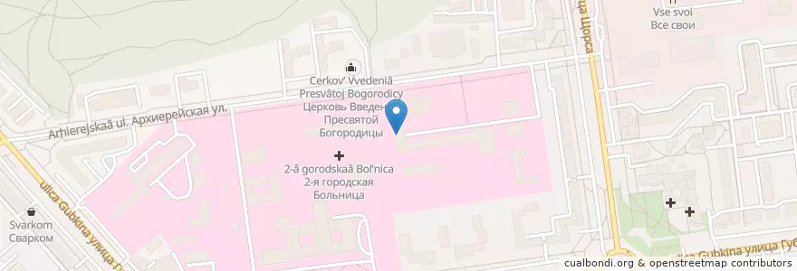 Mapa de ubicacion de Поликлиника ОДКБ en Rusland, Centraal Federaal District, Oblast Belgorod, Белгородский Район, Городской Округ Белгород.
