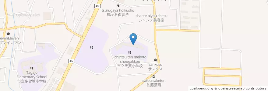 Mapa de ubicacion de 多賀城市立天真小学校 en اليابان, 宮城県, 多賀城市.