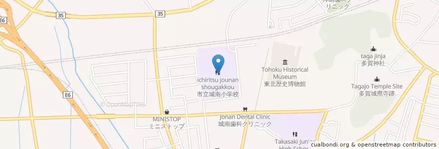 Mapa de ubicacion de 多賀城市立城南小学校 en 日本, 宮城県, 多賀城市.
