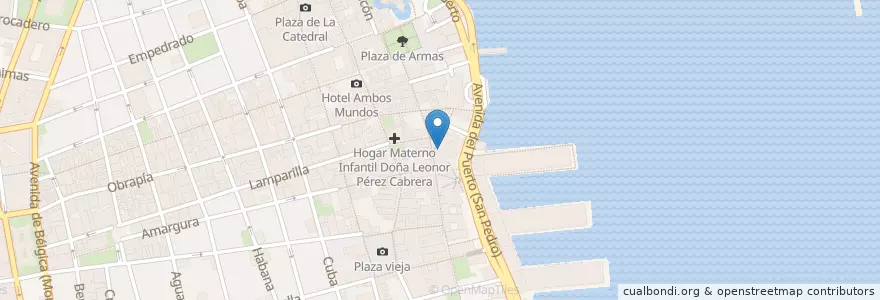 Mapa de ubicacion de Café El Mercurio en 쿠바, La Habana, La Habana Vieja.
