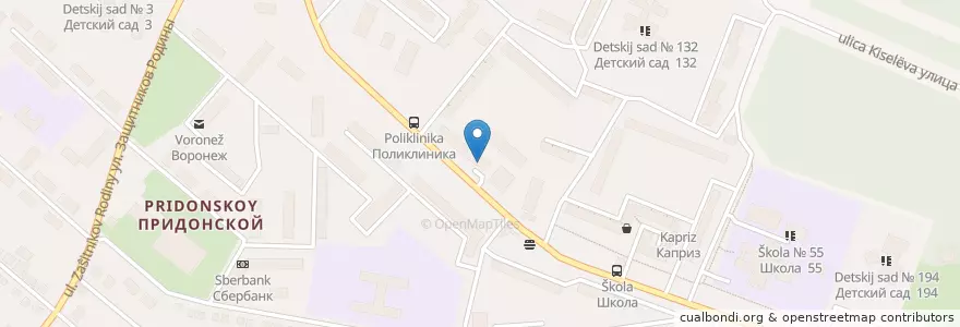 Mapa de ubicacion de Участковый пункт полиции №60 en Russland, Föderationskreis Zentralrussland, Oblast Woronesch, Городской Округ Воронеж.
