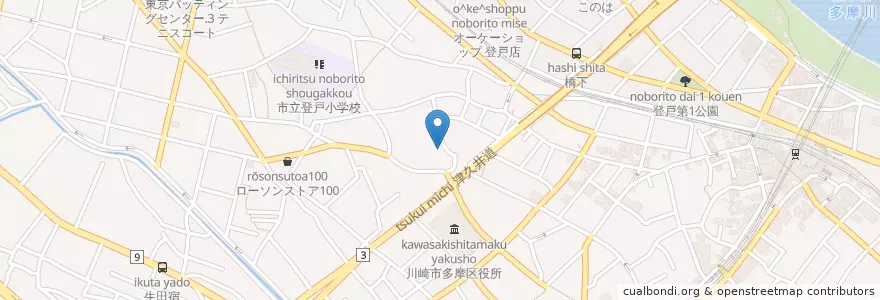 Mapa de ubicacion de 丸山幼稚園 en Giappone, Prefettura Di Kanagawa, 川崎市, 多摩区.