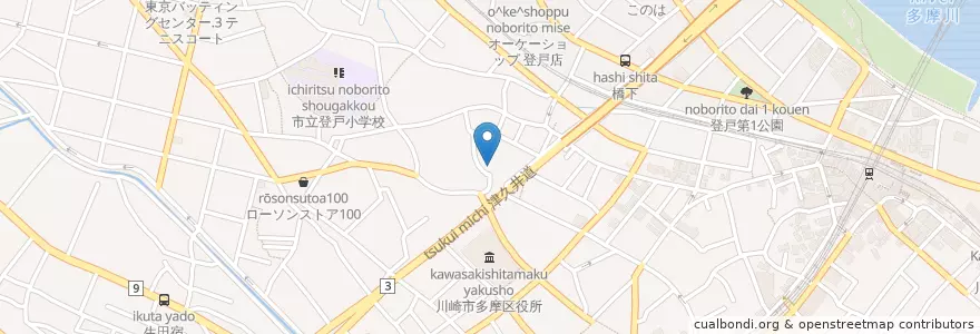 Mapa de ubicacion de 稲荷山 光明院 en Japan, 神奈川県, 川崎市, 多摩区.