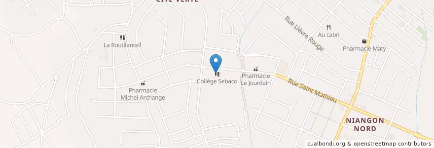 Mapa de ubicacion de Collège Sebaco en Costa Do Marfim, Abidjan, Yopougon.