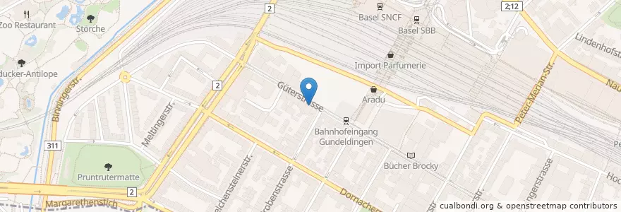 Mapa de ubicacion de 100 en İsviçre, Basel-Stadt, Basel.