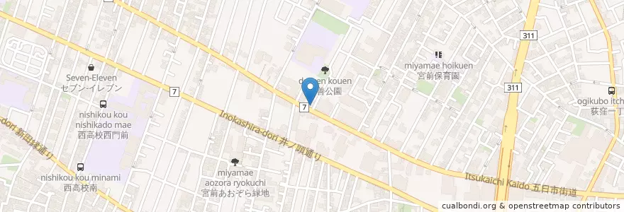 Mapa de ubicacion de ペット家族 動物病院 en 日本, 東京都, 杉並区.