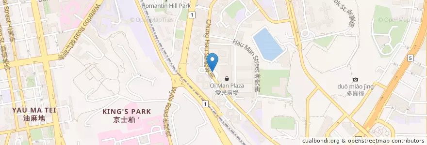 Mapa de ubicacion de 愛民 Oi Man en 中国, 广东省, 香港 Hong Kong, 新界 New Territories, 九龍 Kowloon, 油尖旺區 Yau Tsim Mong District, 九龍城區 Kowloon City District.