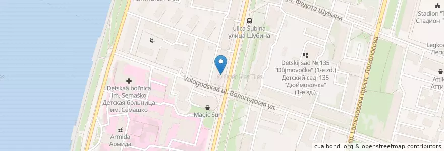 Mapa de ubicacion de Кушать подано! en Russia, Northwestern Federal District, Arkhangelsk Oblast, Primorsky District, Городской Округ Архангельск.