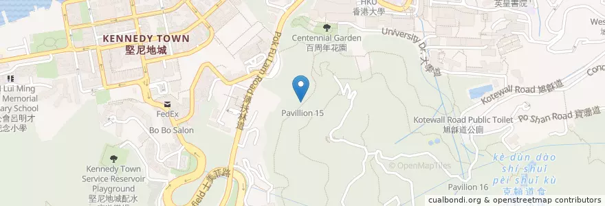 Mapa de ubicacion de Pavillion 15 en China, Guangdong, Hongkong, Hongkong, New Territories, 中西區 Central And Western District.