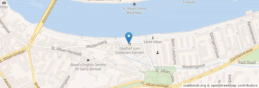 Mapa de ubicacion de Gasthof zum Goldenen Sternen en 瑞士, Basel-Stadt, Basel.