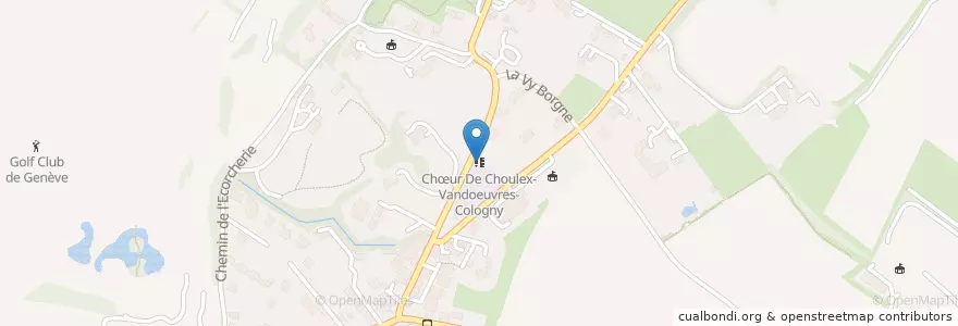 Mapa de ubicacion de Chœur De Choulex-Vandœuvres-Cologny en Svizzera, Ginevra, Ginevra, Vandœuvres.