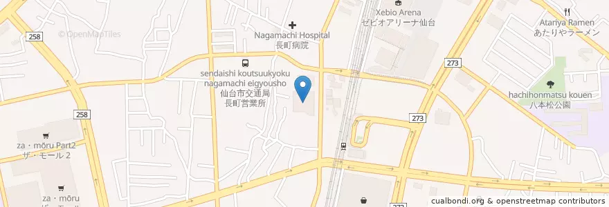 Mapa de ubicacion de 太白区中央市民センター en 日本, 宮城県, 仙台市, 太白区.