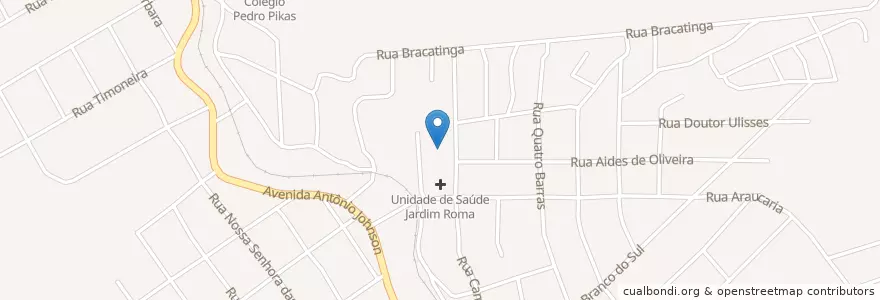 Mapa de ubicacion de Escola Jardim Roma en Brasilien, Süden, Paraná, Região Geográfica Intermediária De Curitiba, Região Metropolitana De Curitiba, Microrregião De Curitiba, Almirante Tamandaré.
