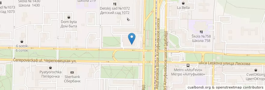 Mapa de ubicacion de Операционная касса "Совинком" en Russie, District Fédéral Central, Moscou, Северо-Восточный Административный Округ, Район Лианозово.
