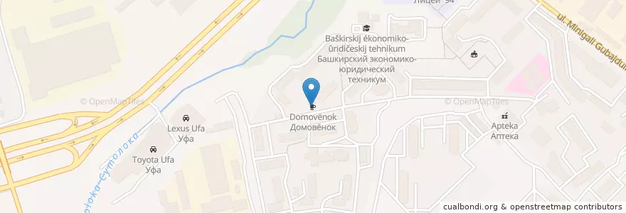Mapa de ubicacion de Домовёнок en Rusland, Приволжский Федеральный Округ, Basjkirostan, Городской Округ Уфа.