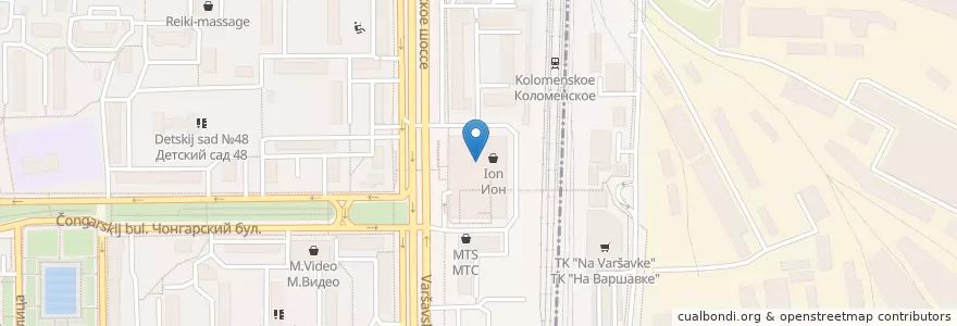 Mapa de ubicacion de Ёлки-Палки en Rússia, Distrito Federal Central, Москва, Южный Административный Округ, Нагорный Район.