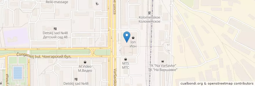 Mapa de ubicacion de Сбарро en Rusia, Distrito Federal Central, Москва, Южный Административный Округ, Нагорный Район.