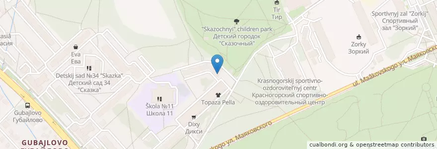 Mapa de ubicacion de Я-кафе en Rusland, Centraal Federaal District, Oblast Moskou, Городской Округ Красногорск.