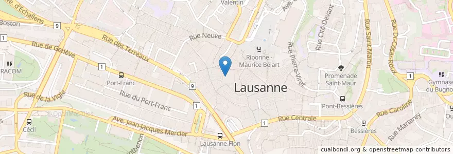 Mapa de ubicacion de Manora en Schweiz, Waadt, District De Lausanne, Lausanne.