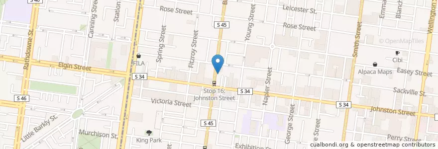 Mapa de ubicacion de Lamb on Brunswick Street en Australia, Victoria, City Of Yarra.