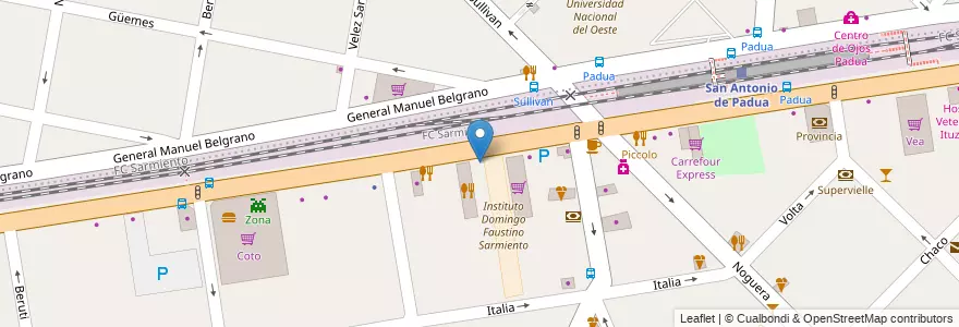 Mapa de ubicacion de 123 Recrear en アルゼンチン, ブエノスアイレス州, Partido De Merlo, San Antonio De Padua.