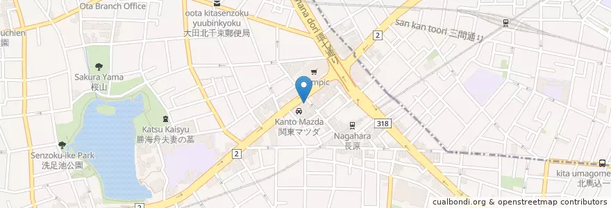 Mapa de ubicacion de 芝信用金庫 長原支店 en Japan, Tokyo, Ota.