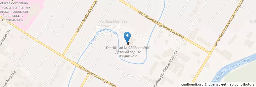 Mapa de ubicacion de Детский сад № 92 "Родничок" en Russland, Föderationskreis Wolga, Baschkortostan, Stadtkreis Sterlitamak.