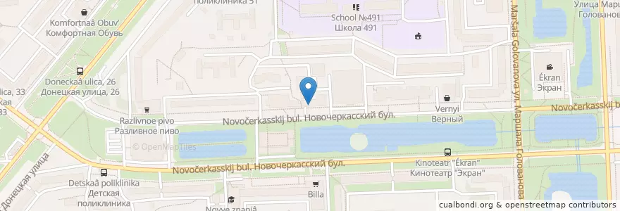 Mapa de ubicacion de Куры гриль en Rusland, Centraal Federaal District, Moskou, Юго-Восточный Административный Округ, Район Марьино.