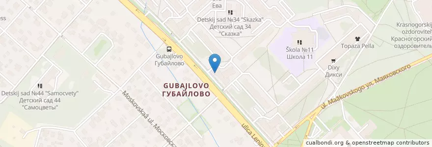 Mapa de ubicacion de Московский кредитный банк en Russland, Föderationskreis Zentralrussland, Oblast Moskau, Городской Округ Красногорск.