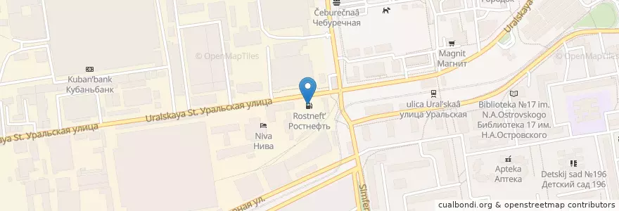 Mapa de ubicacion de Ростнефть en Rusia, Южный Федеральный Округ, Краснодарский Край, Городской Округ Краснодар.