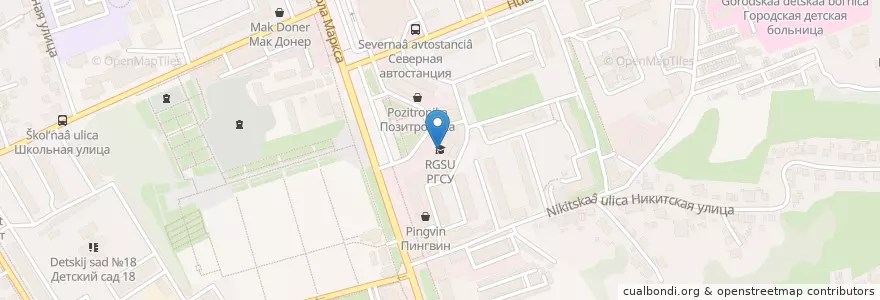 Mapa de ubicacion de РГСУ en Russie, District Fédéral Central, Oblast De Koursk, Курский Район, Городской Округ Курск.