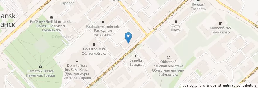 Mapa de ubicacion de Представительство Республики Беларусь en Russie, District Fédéral Du Nord-Ouest, Oblast De Mourmansk, Городской Округ Мурманск.