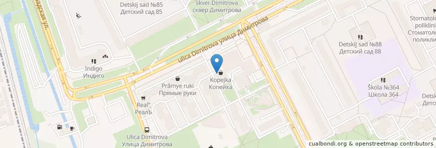 Mapa de ubicacion de Росбанк en Russia, Northwestern Federal District, Leningrad Oblast, Saint Petersburg, Фрунзенский Район, Георгиевский Округ.