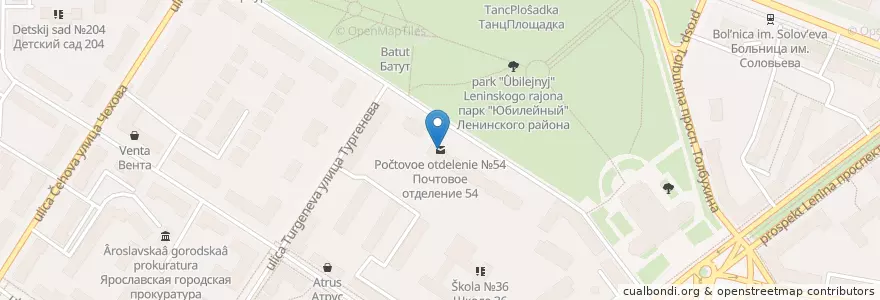 Mapa de ubicacion de Почтовое отделение №54 en Russia, Central Federal District, Yaroslavl Oblast, Yaroslavsky District, Yaroslavl.