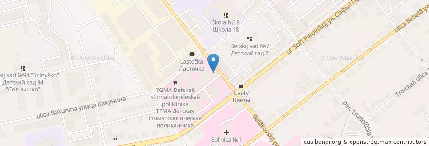 Mapa de ubicacion de ТГМА Стоматологическая поликлиника en Russland, Föderationskreis Zentralrussland, Oblast Twer, Городской Округ Тверь, Калининский Район.