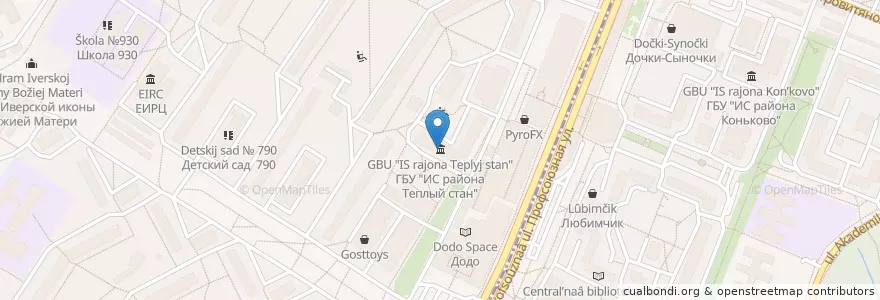 Mapa de ubicacion de ГБУ "ИС района Теплый стан" en Russia, Central Federal District, Moscow, South-Western Administrative Okrug, Tyoply Stan District.