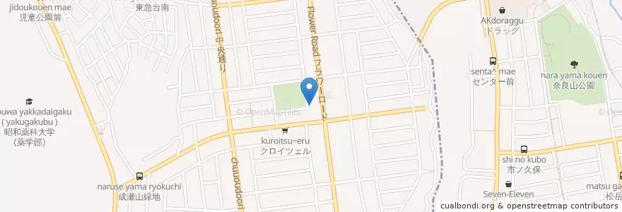 Mapa de ubicacion de かわひろ en 일본, 가나가와현, 도쿄도, 요코하마시, 青葉区.