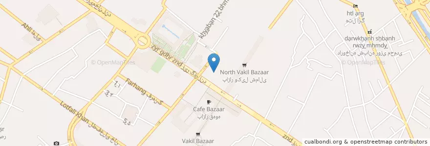 Mapa de ubicacion de ۰۱۳ en 이란, استان فارس, شهرستان شیراز, بخش مرکزی, شیراز.