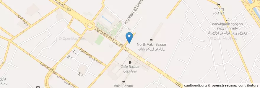 Mapa de ubicacion de ۰۱۲ en Иран, Фарс, شهرستان شیراز, بخش مرکزی, شیراز.