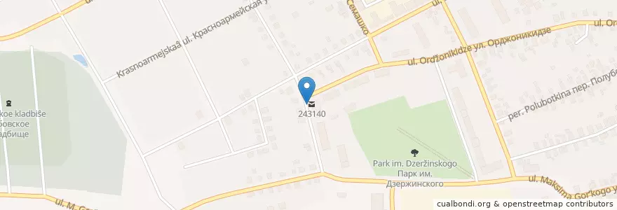 Mapa de ubicacion de 243140 en Rússia, Distrito Federal Central, Брянская Область, Клинцовский Район, Городской Округ Клинцы.